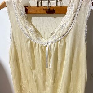 Elegant Cream Lace Trim Nightgown